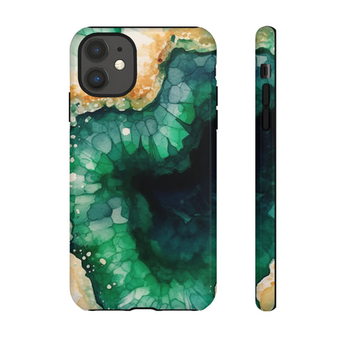 Green Geode in Watercolor - Impact Resistant Phone Case iPhone 11 Glossy